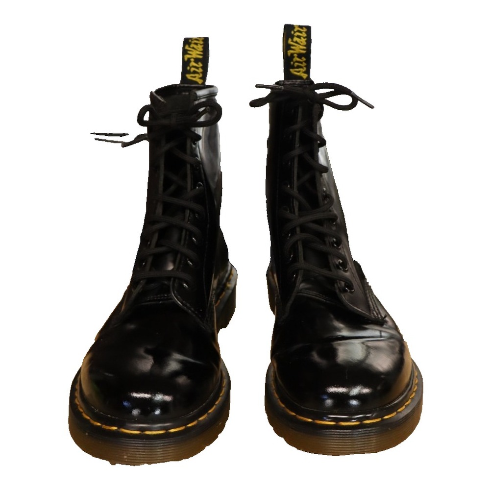 Dr. Martens Boots Womens Size 9 1480 Black Patent Leather Lace Up 8-Eye - Picture 2 of 11